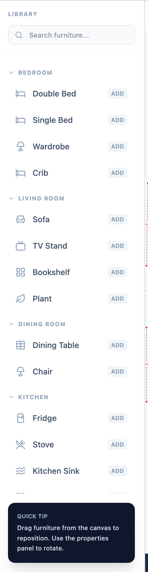 Biblioteca de mobiliario de ArqPlano con elementos para todos los ambientes